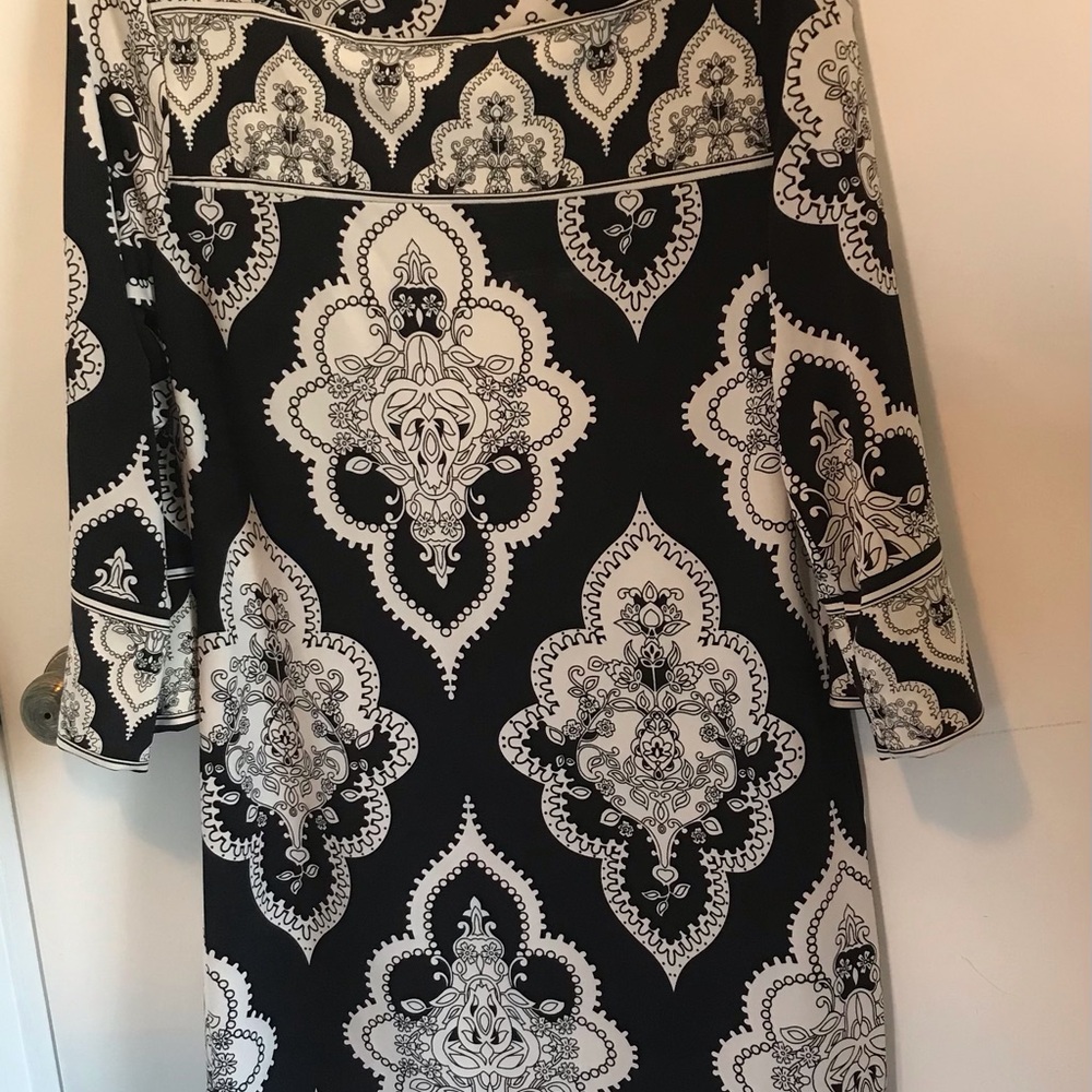 Allison Brittney Black and White Paisley Dress